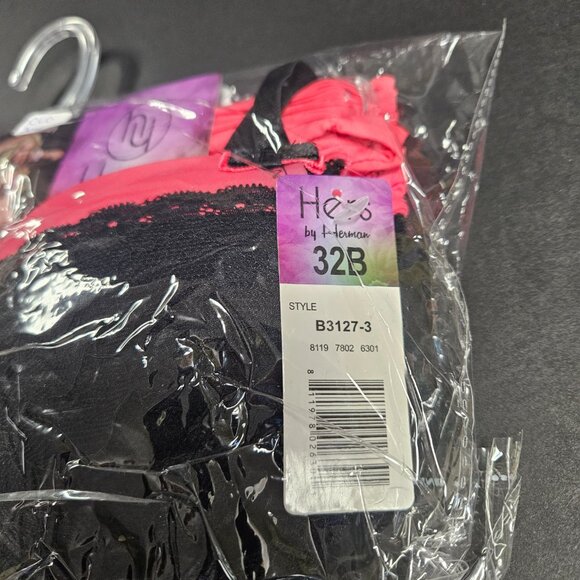 Hers by Herman 32B Rose with black lace bra with S Rose and S Black lacy panties - Picture 5 of 7